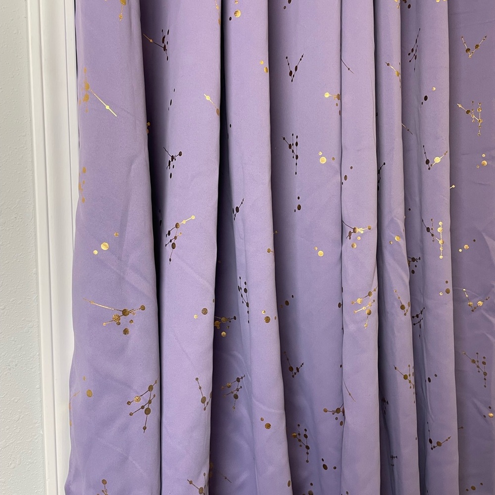 Deconovo Blackout curtains 2 panels purple gold - Picture 6 of 8